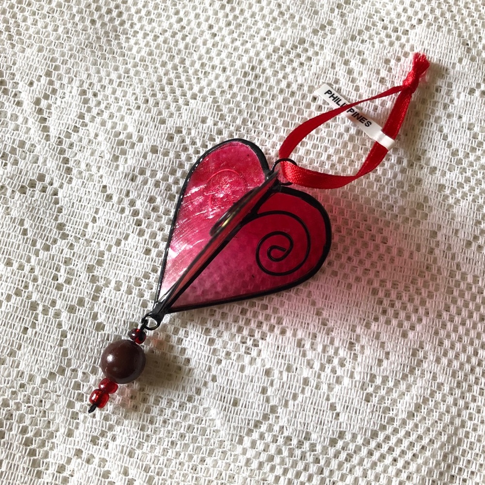 Free w. Purchase- Small Red Heart Glass Ornament